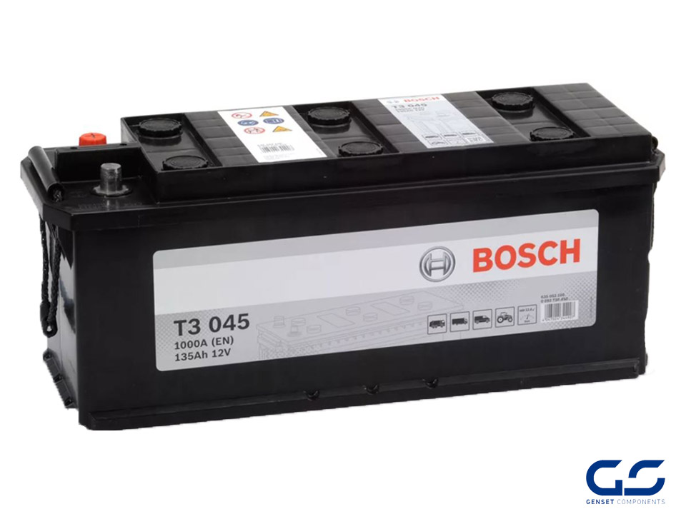 jugo Línea de metal labios Batería Bosch 1000A 135AH 12V T3 045 - Repuestos para grupos electrógenos -  GENSET COMPONENTS