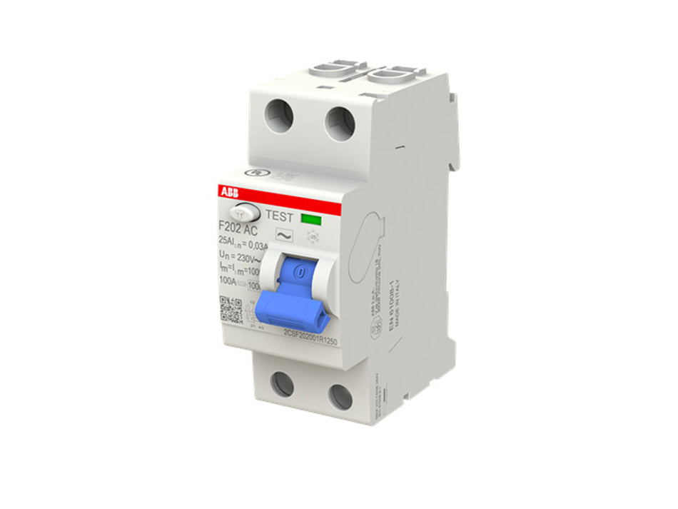 Interruptor diferencial 2P 25A 30mA Clase AC F202 AC-25/0.03 ABB (2CSF202001R1250)