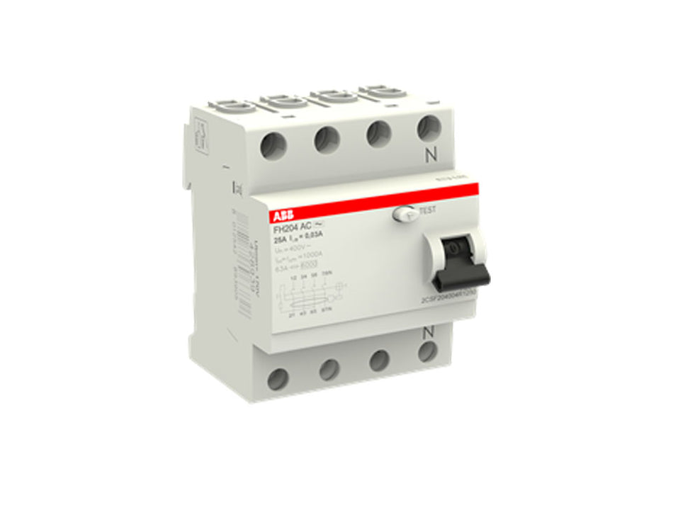 Interruptor diferencial 4P 25A 30mA Clase AC FH204 AC-25/0.03 ABB (2CSF204004R1250)